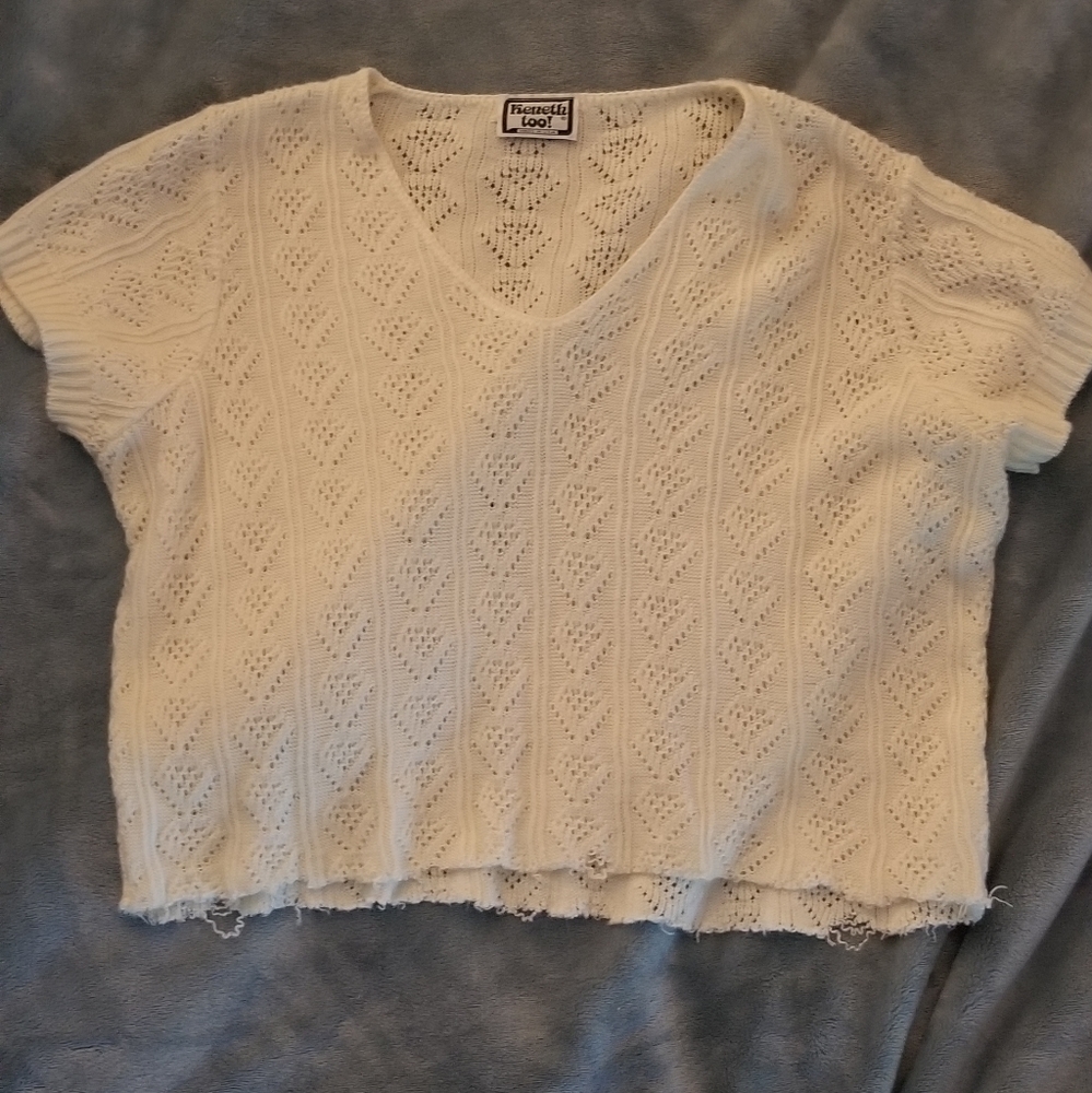Woven V Neck Sweater Tee